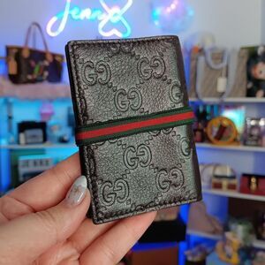 Gucci Vintage Dark Brown Guccissima Leather Card Holder